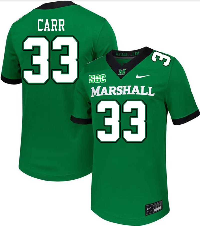 Marshall Thundering Herd #33 Rashawn Carr College Football Jerseys Stitched-Green